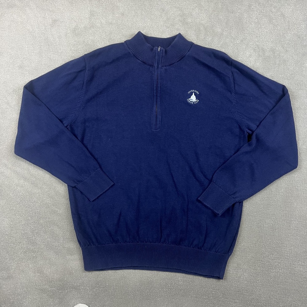 Turtleson Quarter Zip Sweater Mens Large Navy Blue Pima Cotton Golf Pullover L